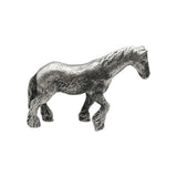 English made pewter Shire Horse figurine ornament opposite side showing flowing mane, tail and feathered legs XCSORN086