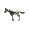 English made pewter donkey figurine ornament standing with lowered head and long ears, first profile XCSORN087