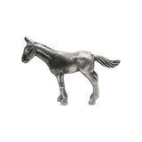 English made pewter donkey figurine ornament standing with lowered head and long ears, first profile XCSORN087
