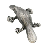 English made pewter platypus figurine ornament viewed from rear with broad flattened tail XCSORN088