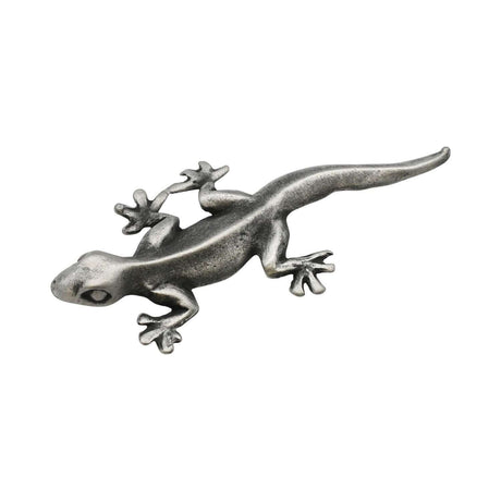 English made pewter lizard figurine ornament with long tail and splayed feet first view XCSORN093