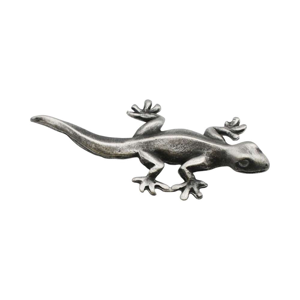 English made pewter lizard figurine ornament opposite profile with detailed toes and slender body XCSORN093