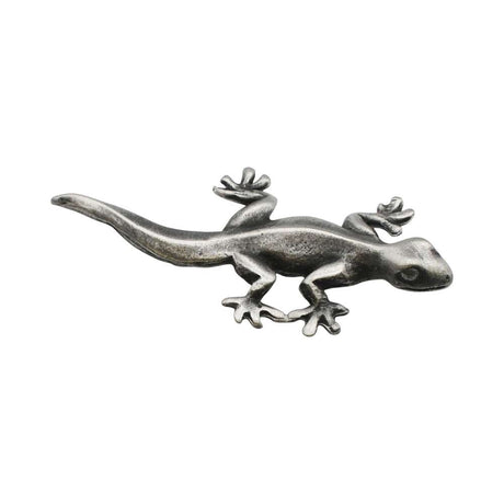 English made pewter lizard figurine ornament opposite profile with detailed toes and slender body XCSORN093