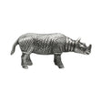 English made pewter Asian rhinoceros figurine ornament with textured skin and horn first side XCSORN096