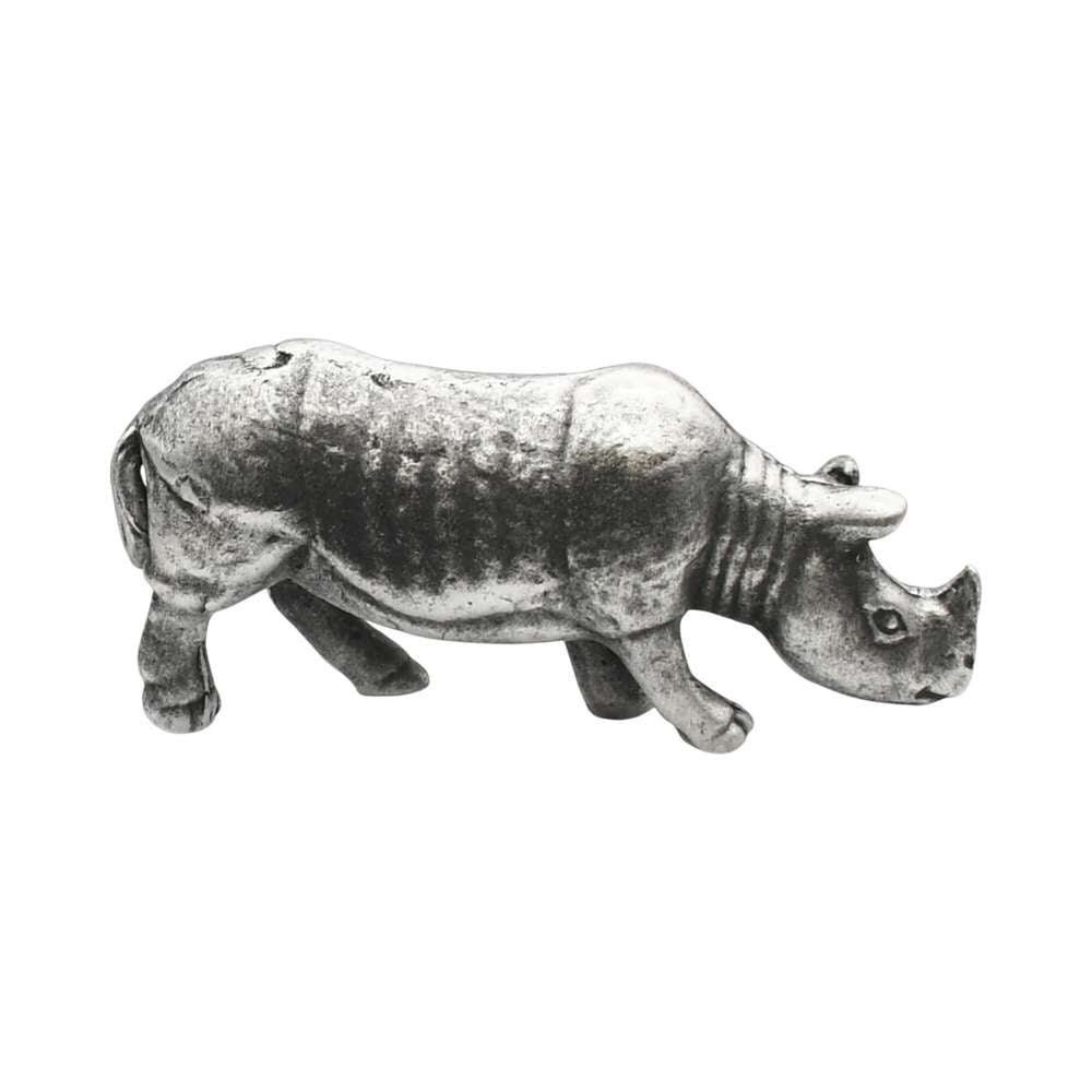 English made pewter African rhinoceros ornament opposite profile showing body and horns XCSORN097