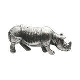 English made pewter African rhinoceros ornament opposite profile showing body and horns XCSORN097