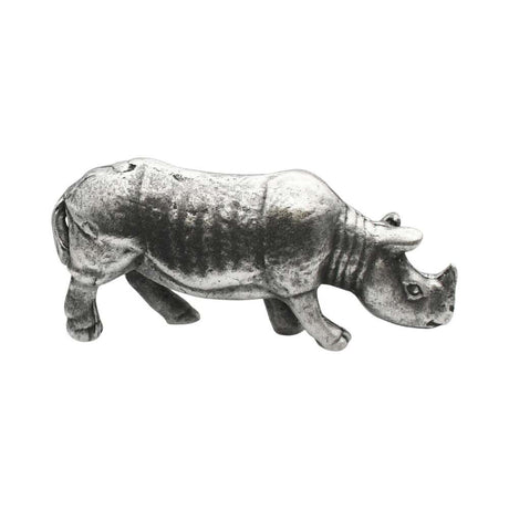 English made pewter African rhinoceros ornament opposite profile showing body and horns XCSORN097
