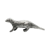 English-made pewter weasel figurine ornament walking with long body and tail, first side view XCSORN098