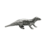 English-made pewter weasel ornament opposite profile showing detailed fur and paws XCSORN098