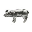 English made pewter pig figurine ornament with floppy ears and curled tail, first side profile XCSORN099