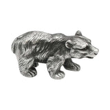 English made pewter bear figurine ornament in walking pose with detailed fur first side XCSORN100