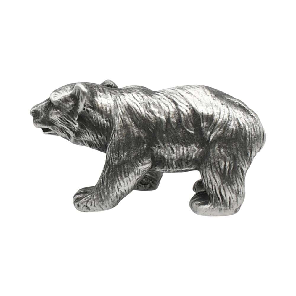 English made pewter bear figurine ornament opposite side with sculpted paws and fur XCSORN100