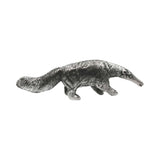English-made pewter anteater ornament opposite profile showing fur texture and long tail XCSORN102