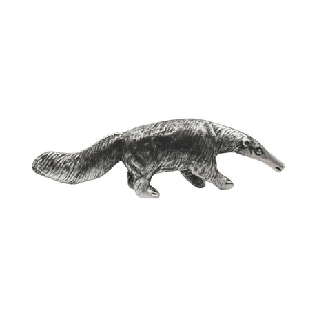 English-made pewter anteater ornament opposite profile showing fur texture and long tail XCSORN102