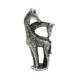 English made pewter pair of giraffes ornament with long intertwined necks front view XCSORN103