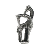 English made pewter two giraffes figurine ornament reverse view showing textured coats XCSORN103