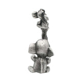 English made pewter elephant with baby figurine ornament, reverse view showing sculpted details XCSORN104
