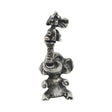 English made pewter elephant with baby figurine ornament, front view showing raised trunk XCSORN104
