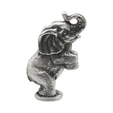 English made pewter circus elephant figurine ornament opposite side showing large ear and curled trunk XCSORN105