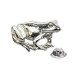 Shiny bright finish frog pewter lapel pin badge with clutch fastening