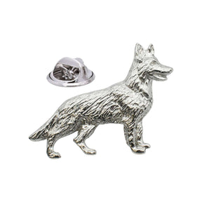 Shiny bright finish German Shepherd pewter lapel pin badge with metal clutch fastening