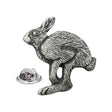 Antique finish hare pewter lapel pin badge with metal clutch fastening