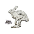 Shiny bright finish hare pewter lapel pin badge with metal clutch fastening
