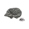 Antique finish hedgehog pewter lapel pin badge with clutch fastening