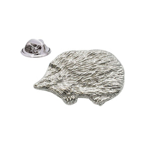 Shiny bright finish hedgehog pewter lapel pin badge with clutch fastening