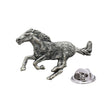 Antique finish galloping horse pewter lapel pin badge with clutch fastening