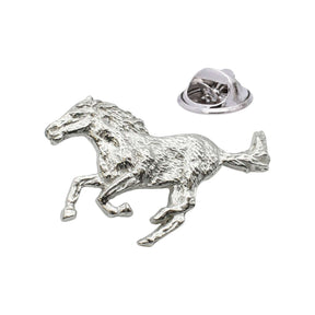 Shiny bright finish galloping horse pewter lapel pin badge with metal clutch fastening