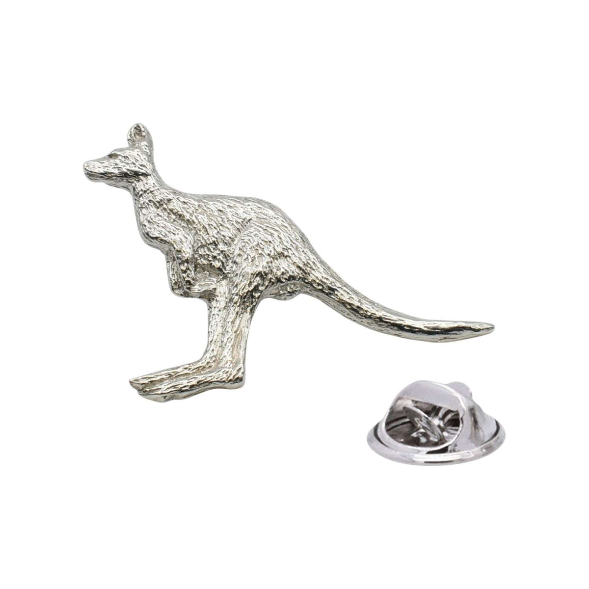 Shiny bright finish kangaroo pewter lapel pin badge with clutch fastening
