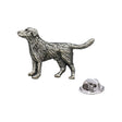 Antique silver finish Labrador Retriever dog lapel pin badge with butterfly clasp