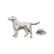 Shiny bright silver finish Labrador Retriever dog lapel pin badge with butterfly fastening