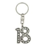 18th birthday pewter keyring decorated with crystals