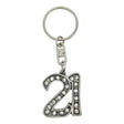 21st birthday pewter keyring with crystal embellishments