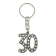 30th birthday pewter keyring with sparkling crystal accents