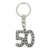 50th birthday pewter keyring with crystal accents