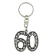 60th birthday pewter keyring with clear crystals