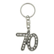70th birthday pewter keyring with clear crystal accents