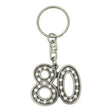 80th birthday pewter keyring with crystal accents