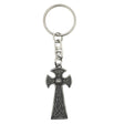 Celtic cross pewter keyring with trinity knot details