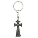 Celtic cross pewter keyring with trinity knot details
