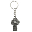 Celtic Cross pewter keyring with circular knotwork details