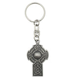 Celtic Cross pewter keyring with circular knotwork details