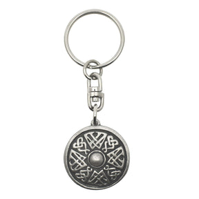 Celtic Shield pewter keyring with decorative knotwork