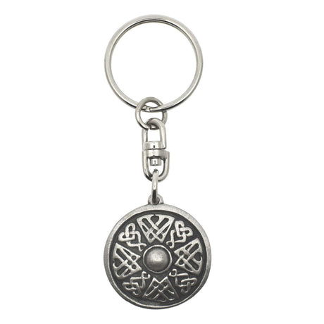 Celtic Shield pewter keyring with decorative knotwork