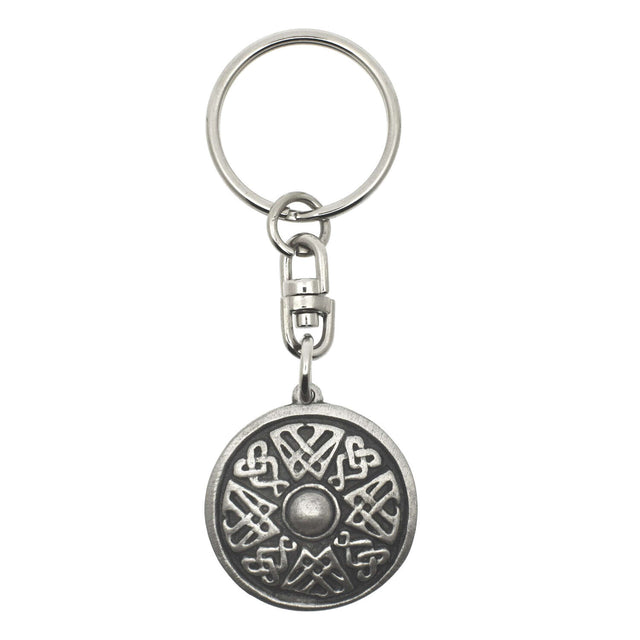 Celtic Shield pewter keyring with decorative knotwork