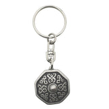 Octagonal Celtic shield pewter keyring with knotwork detailing