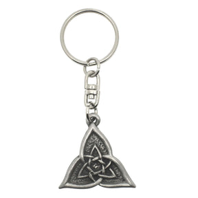 Celtic triangle pewter keyring with interwoven knotwork
